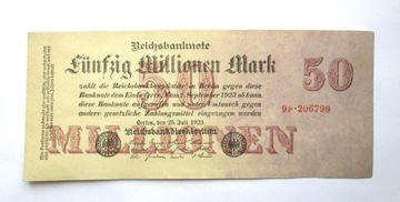 50 Milionów Marek 1923 r. Niemcy