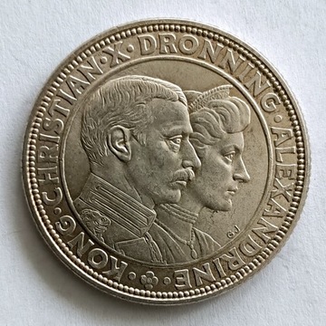 Dania 2 korony 1923 r - srebro. PIĘKNA
