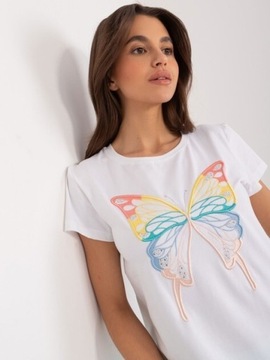 T-shirt damski Basic motyl white  nowość uni