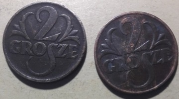 Polska 2 grosze, 1938, 1939  2 szt