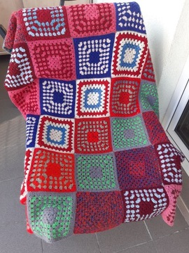 Kocyk narzutka vintage crochet babcina 100x140 