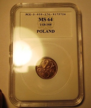 2 gr grosze 1938 MS 64
