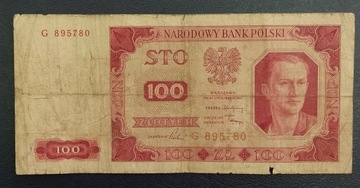 PRL 100 złotych 1948 seria G jednoliterowa