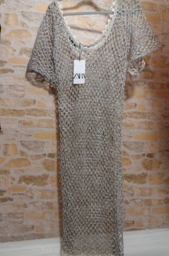 (36/S) ZARA/ Długa sukienka ażurowa z Madrytu, NOWA 