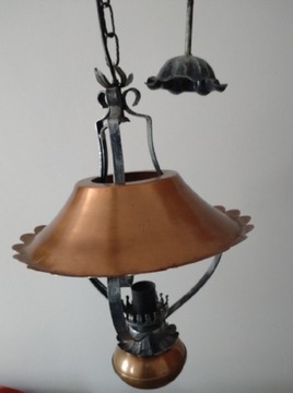 stara lampa wisząca miedziana retro 