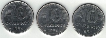 Brazylia 10 cruzeiros 1984 24 mm na sztuki