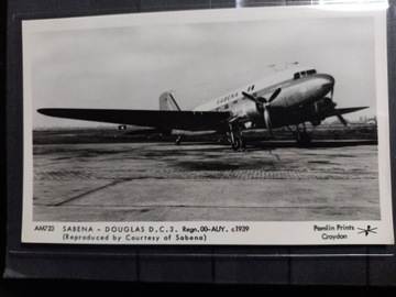 Pocztówka Sabena Douglas DC-3C Belgian Airlines