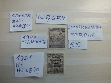 2szt. znaczki DZIURKOWANY 1921/1924 PERFIN Węgry