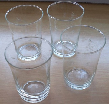 Komplet 4 szklanki szlifowane delikatne szkło