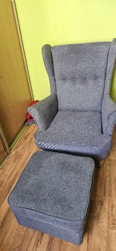 Fotel uszak z podnóżkiem 