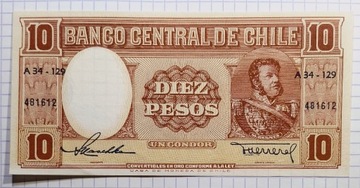 Banknot ,Chile 10 pesos 