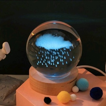Lampa Nocna Kula 3D w Kształcie Chmury z Deszczem