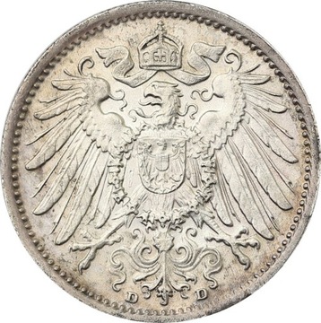 1915 1 marka D. Stan 1, Mennicza. Rzadka, Srebro