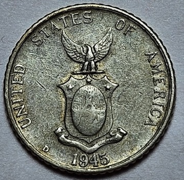 10 centawos 1945 D , Filipiny - srebro 