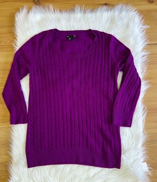 Damski sweter warkocz H&M fioletowy S