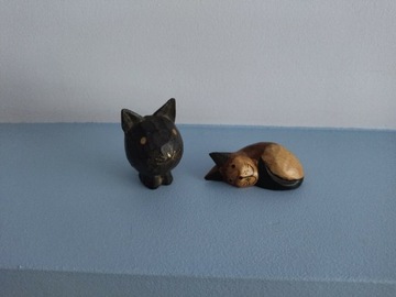 Koty kotki figurki z drewna 