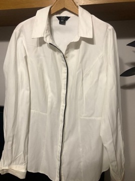Biała koszulowa bluzka z długim rękawem 42