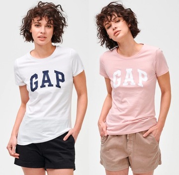 GAP 2-pack 2 koszulki basic z logo biała i różowa