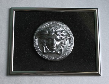 obraz Meduza Versace srebrna rama 