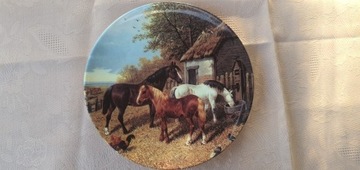 Talerz kolekcjonerski -Konie w zagrodzie