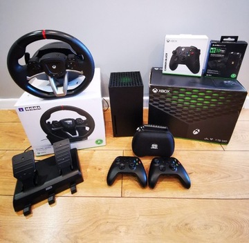 Xbox Series X +2xPad + Aku + Kierownica + Gra. 