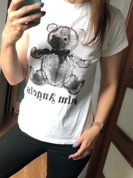 Palm Angels biała bluzka t-shirt M miś cyrkonie