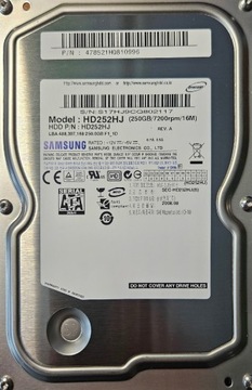 NOWY DYSK TWARDY HDD SAMSUNG 250GB / 7200 HD252HJ