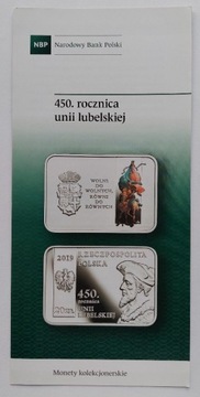 Folder 20 zł 2019 r.- 450 rocznica unii lubelskiej