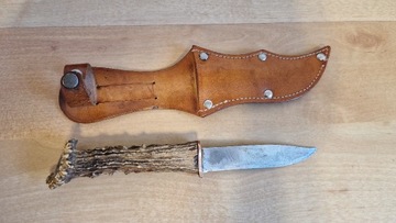 Stary Nóż 9,5cm Myśliwski oprawiony w poroże finka