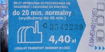 Bilet normalny 4,40 zł - MPK Łódź