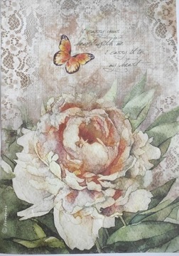 Stamperia Papier Ryżowy A4 Botanic kwiaty motyl