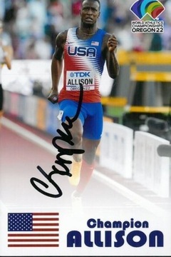 Allison Champion lekkoatletyka 1.MŚ autograf