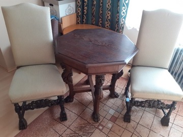 Stół-dwa krzesła-lwie łapy-zabytek