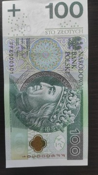 Banknot 100 zł kolekcjonerski - FF 6000301