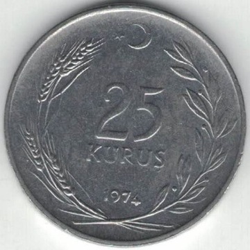 Turcja 25 kurus kuruszy 1974  22,6 mm nr 2