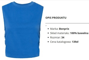 BONPRIX _LZ HHT NIEBIESKI TOP BAWEŁNIANY _/ 34