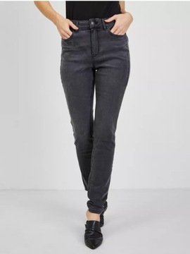 Orsay Ciemnoszare jeansy skinny high waist rozm.36