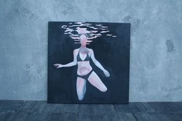 Unikatowy obraz Kobieta w wodzie (akryl)