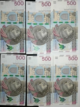 Banknoty kolekcjonerskie 500 zł seria AA AB