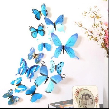 Zestaw 12 pięknych naklejek Motyle 3D
