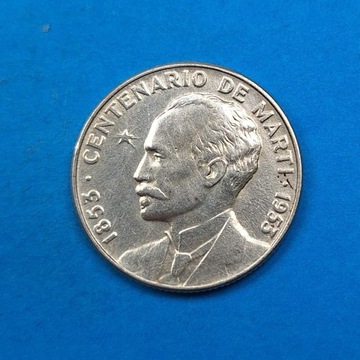 Kuba 25 centavo 1953, Jose Marti, srebro 0,900