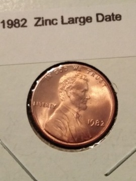 Moneta 1 cent usa Lincoln 1982 D Cynk duża data
