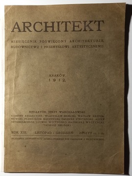 Architekt miesięcznik 1912 z. 11-12+spis rocznika