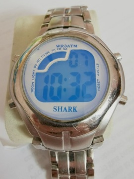 SHARK LCD CYFROWY Zegarek metalowa Bransoletka