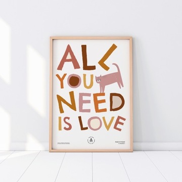 All you need is love – plakat A3 w stylu BOHO