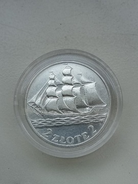 Moneta 2 zł 1936 r Żaglowiec srebro 