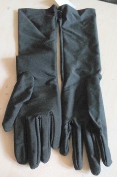 Rękawiczki Długie Czarne Wieczorowe - Gładkie