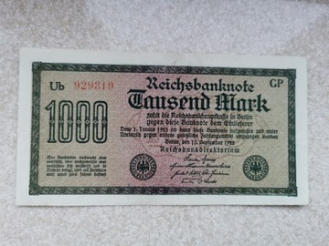 Banknot 1000 Mark 1922 stany serie i numery-losowo