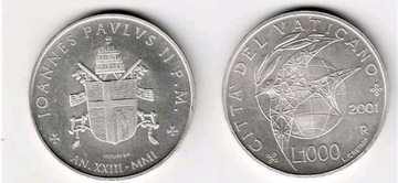 1000 lirów Watykan 2001 r.