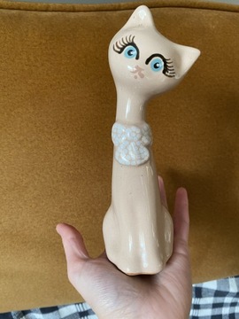 Kot figurka ceramiczna śliczna choć wiekowa